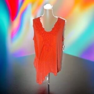 Lane Bryant Lace Peplum Top NWT Orange 2X Women’s Tank Sleeveless Shirt